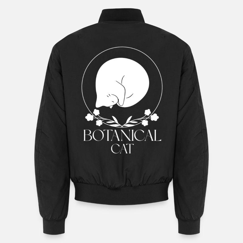 Minimalist Botanical Cat Unisex Bomber Jacket