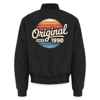 Cadeau d’anniversaire vintage des années 1990 - Bomber unisexe - noir - Dos - AI Model Male 185 light (185cm)