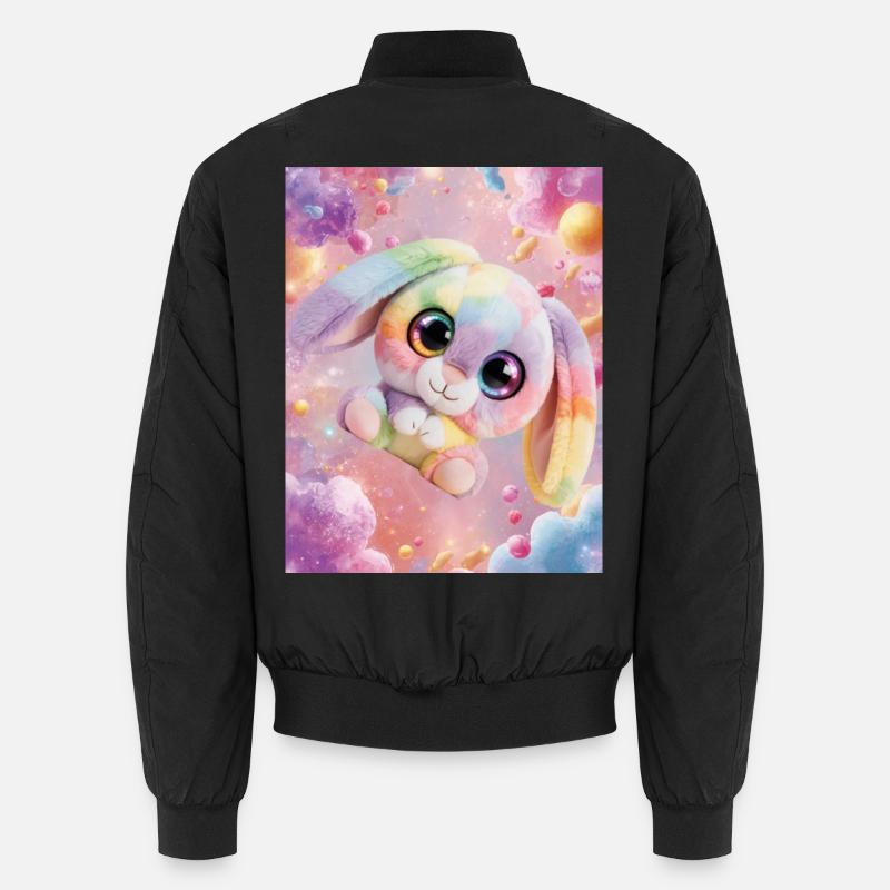 Rainbow cuddly bunny in the magic room Unisex Bomber Jacket