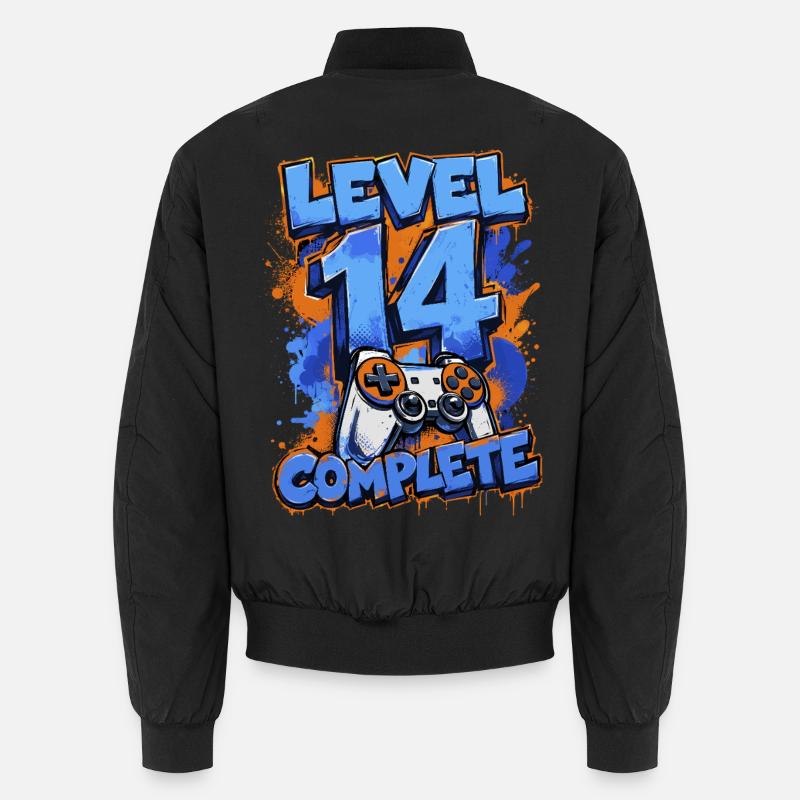 Level 14 Complete – Retro Gaming - Unisex Bomber Jacket - black