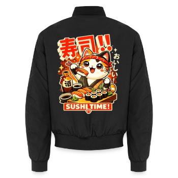 Kawaii Sushi Katze - Unisex Bomberjacke - Schwarz - Hinten - AI Model Male 185 light (185cm)