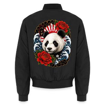 Panda im japanischen Irezumi Tattoo Stil - Unisex Bomberjacke - Schwarz - Hinten - AI Model Male 185 light (185cm)