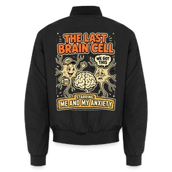 Last Brain Cell Fear Coffee Humor - Unisex Bomber Jacket - black - Back - AI Model Male 185 light (185cm)