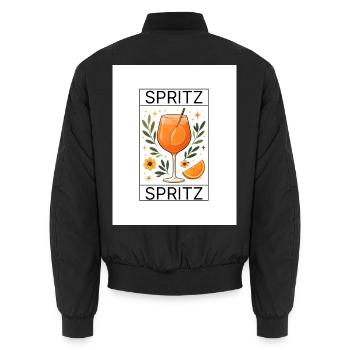 Spritz Glas Botanik Design - Unisex Bomberjacke - Schwarz - Hinten - AI Model Male 185 light (185cm)