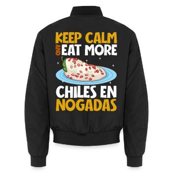Keep Calm - Chiles en Nogada - Unisex Bomberjacke - Schwarz - Hinten - AI Model Male 185 light (185cm)