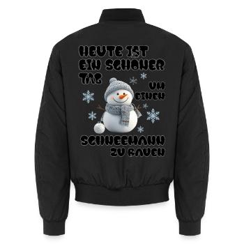 Schneemann Zeit - Snowman Time - Unisex Bomberjacke - Schwarz - Hinten - AI Model Male 185 light (185cm)