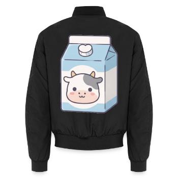Milch - Unisex Bomberjacke - Schwarz - Hinten - AI Model Male 185 light (185cm)