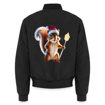 Magisches Weihnachts Eichhörnchen, Hüter des Wades - Unisex Bomberjacke - Schwarz - Hinten - AI Model Male 185 light (185cm)