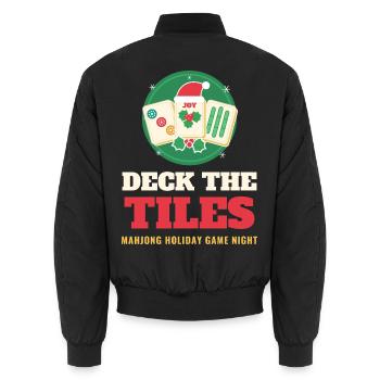 Deck die Steine – lustiges Mahjong-Weihnachtsspiel - Unisex Bomberjacke - Schwarz - Hinten - AI Model Male 185 light (185cm)