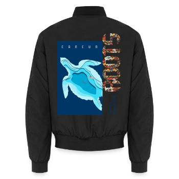 Sea turtle snorkeling Roots - Unisex Bomber Jacket - black - Back - AI Model Male 185 light (185cm)
