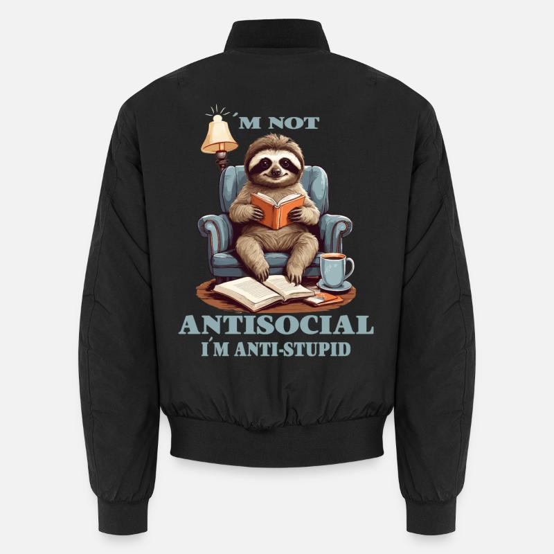 Clever sloth with book Unisex Bomber Jacket