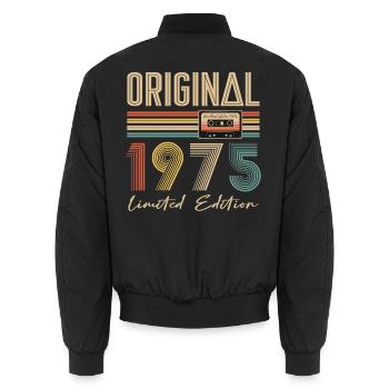 50e anniversaire 50 ans original 1975 - Bomber unisexe - noir - Dos - AI Model Male 185 light (185cm)
