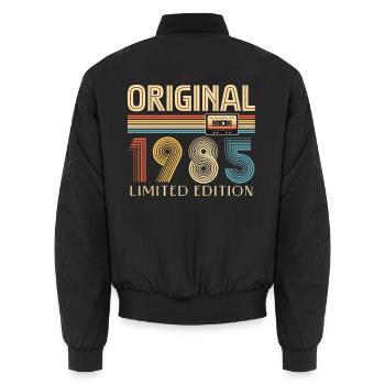 40. Geburtstag 40 Jahre Original 1985 - Unisex Bomberjacke - Schwarz - Hinten - AI Model Male 185 light (185cm)