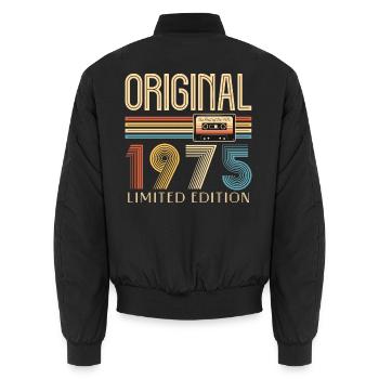50e anniversaire 50 ans original 1975 - Bomber unisexe - noir - Dos - AI Model Male 185 light (185cm)