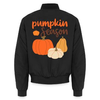 Pumpkin Season – Kürbis Zeit Herbstmotiv - Unisex Bomberjacke - Schwarz - Hinten - AI Model Male 185 light (185cm)
