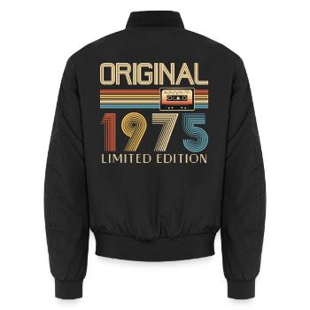 50e anniversaire 50 ans original 1975 - Bomber unisexe - noir - Dos - AI Model Male 185 light (185cm)