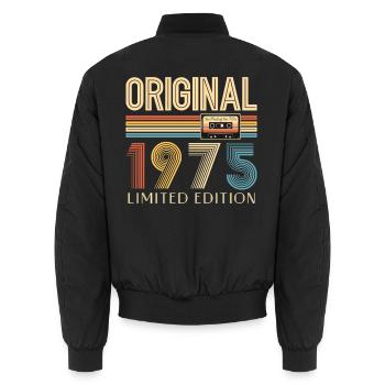 50e anniversaire 50 ans original 1975 - Bomber unisexe - noir - Dos - AI Model Male 185 light (185cm)