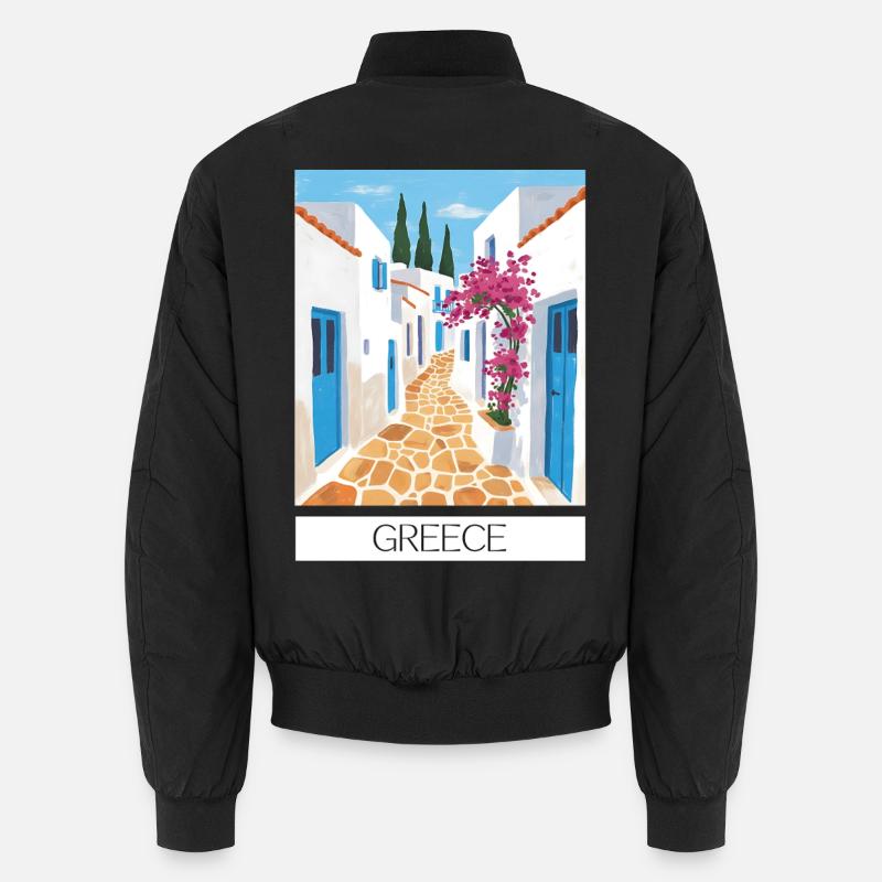 Chemin routier grec bleu & blanc Bomber unisexe