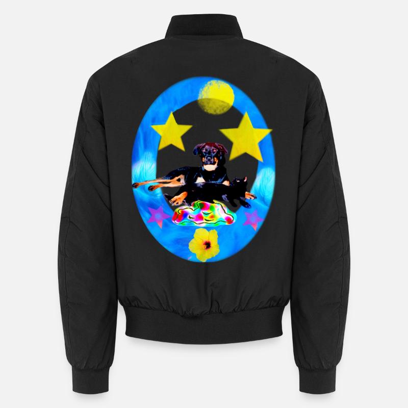 Quicklebendiger Rüde namens Lobo im Sternenrahmen Unisex Bomberjacke