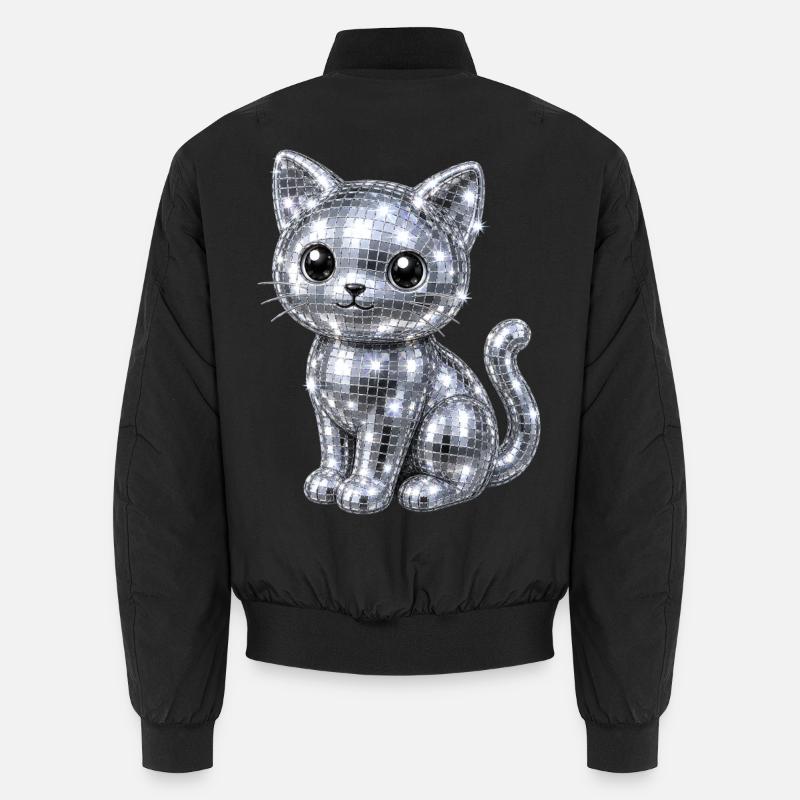 Katze Disco Glitzer - Unisex Bomberjacke - Schwarz
