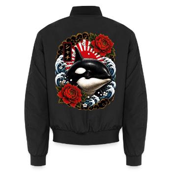 Orca im japanischen Irezumi Tattoo Stil - Unisex Bomberjacke - Schwarz - Hinten - AI Model Male 185 light (185cm)