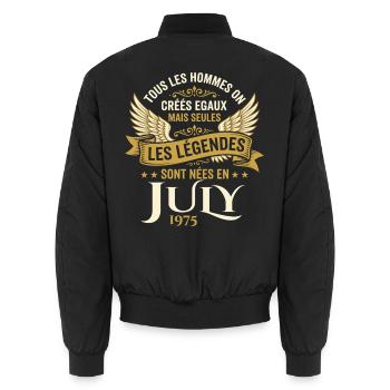 Légende Née En Juillet 1975 Anniversaire - Bomber unisexe - noir - Dos - AI Model Male 185 light (185cm)