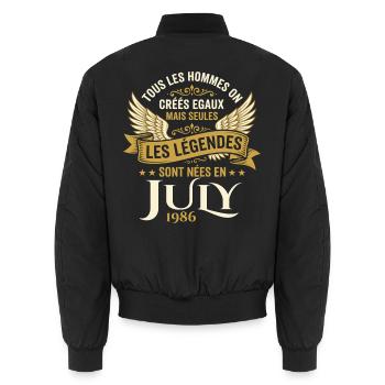 Légende Née En Juillet 1986 Anniversaire - Bomber unisexe - noir - Dos - AI Model Male 185 light (185cm)