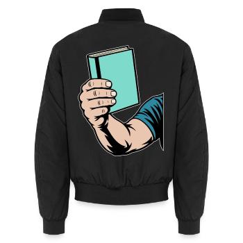 Buch lesen - Unisex Bomberjacke - Schwarz - Hinten - AI Model Male 185 light (185cm)