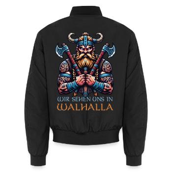 Wir sehen uns in Walhalla! Wikinger Äxte - Unisex Bomberjacke - Schwarz - Hinten - AI Model Male 185 light (185cm)