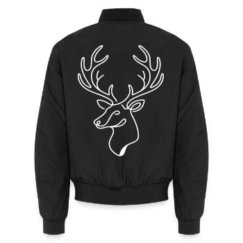 Hirschumriss: Weißes Geweih - Unisex Bomberjacke - Schwarz - Hinten - AI Model Male 185 light (185cm)
