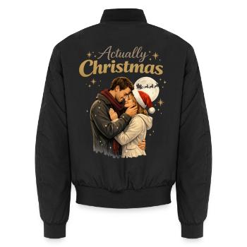 Romantische Weihnachtsumarmungen - Unisex Bomberjacke - Schwarz - Hinten - AI Model Male 185 light (185cm)