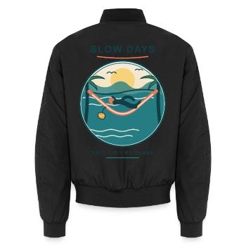 Slow Days Strandhammock Signet - Unisex Bomberjacke - Schwarz - Hinten - AI Model Male 185 light (185cm)