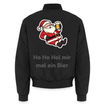 Weihnachts-Santa Feierlaune - Unisex Bomberjacke - Schwarz - Hinten - AI Model Male 185 light (185cm)