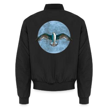 Gull - Unisex Bomber Jacket - black - Back - AI Model Male 185 light (185cm)