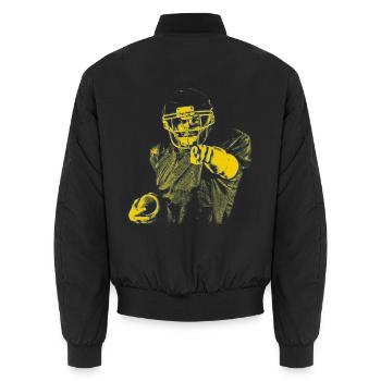 Index de la star du football jaune bleu - Bomber unisexe - noir - Dos - AI Model Male 185 light (185cm)