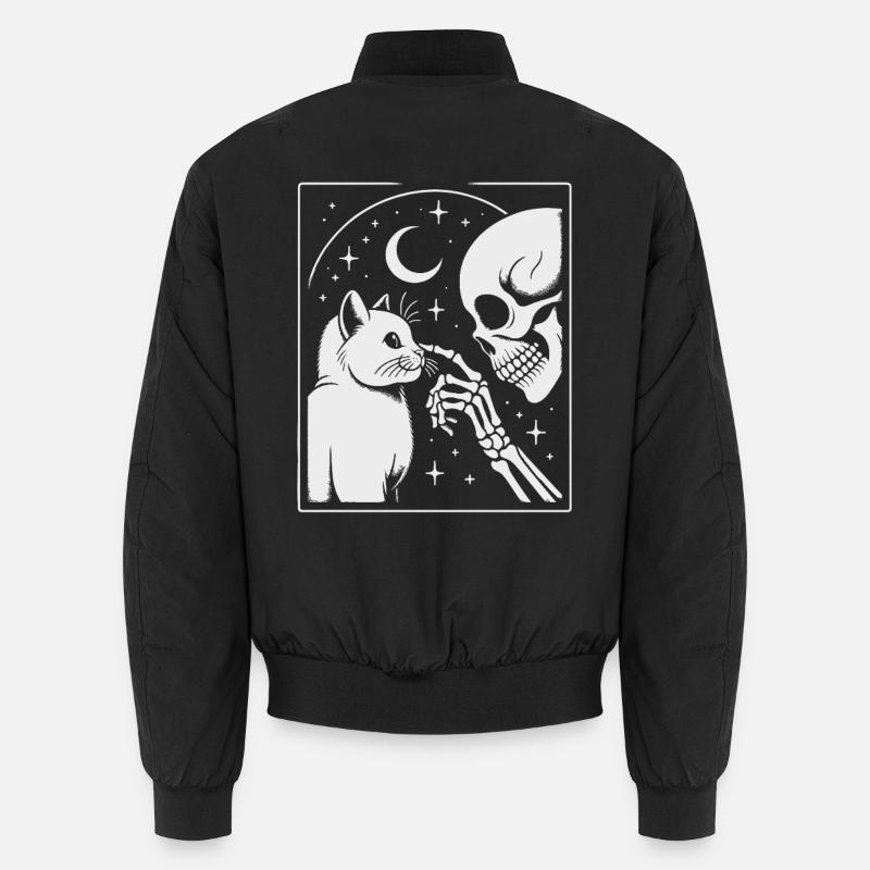 Celestial Cat and Skeleton Night Art Unisex Bomber Jacket