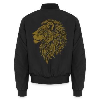 Lion Mandala Visage Tête de Lion Tribal - Bomber unisexe - noir - Dos - AI Model Male 185 light (185cm)