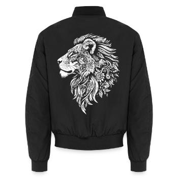 Tête de lion puissante avec une dynamique florale - Bomber unisexe - noir - Dos - AI Model Male 185 light (185cm)