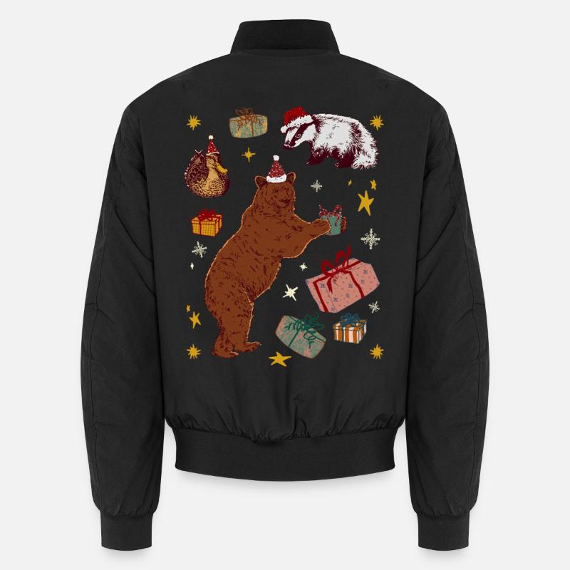 CHRISTMAS ANIMALS - Unisex Bomber Jacket - black