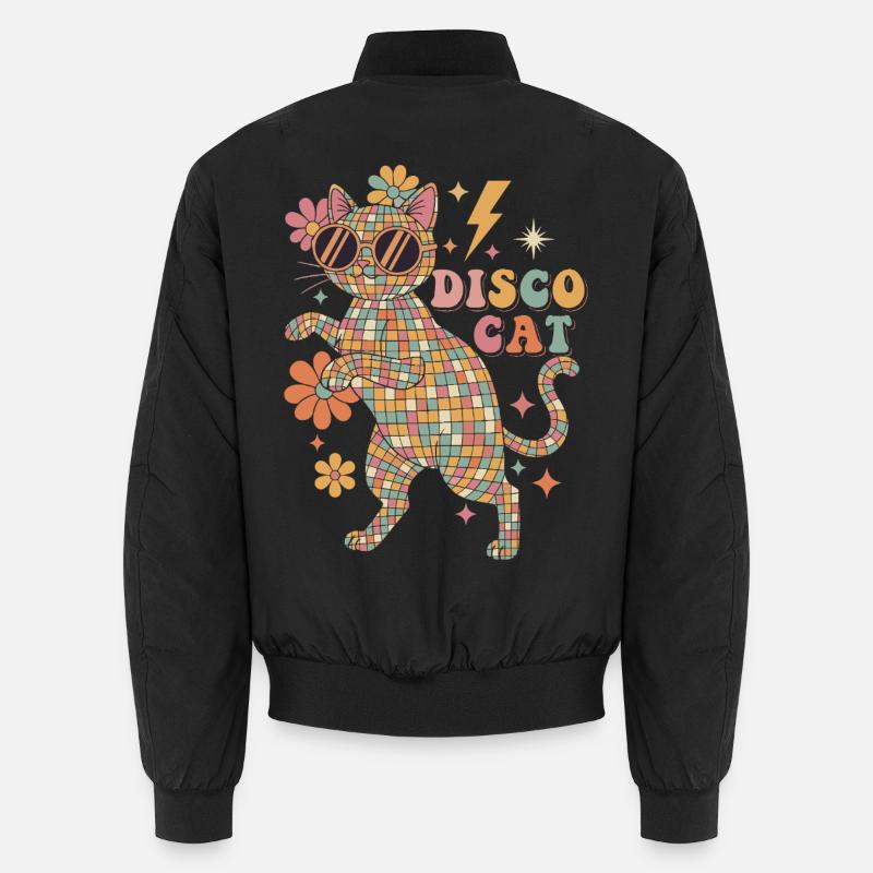 Techno Disco Cat Disco Ball Party Funny Unisex Bomber Jacket