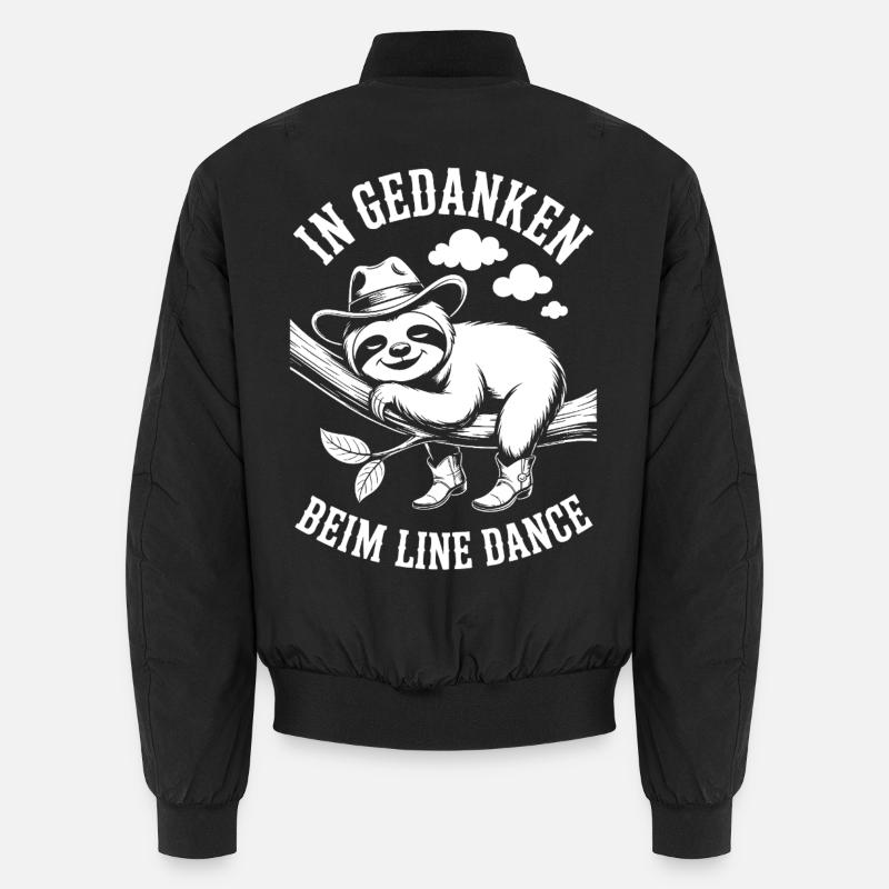 Sloth dreams of line dancing - Unisex Bomber Jacket - black