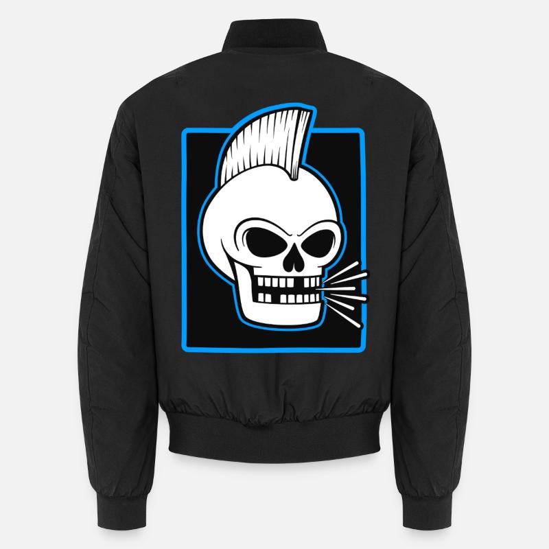 Skull Mohawk Punk-Grafik - Unisex Bomberjacke - Schwarz