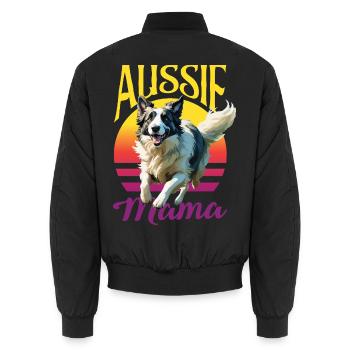 Australian Shepherd - Mein treuer Aussie - Unisex Bomberjacke - Schwarz - Hinten - AI Model Male 185 light (185cm)