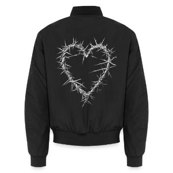 Stacheldraht Herz Barbwire Gothic Grunge Aesthetik - Unisex Bomberjacke - Schwarz - Hinten - AI Model Male 185 light (185cm)