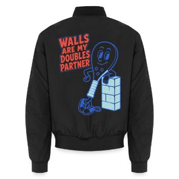 Padel – Walls Are My Doubles Partner - Unisex Bomberjacke - Schwarz - Hinten - AI Model Male 185 light (185cm)