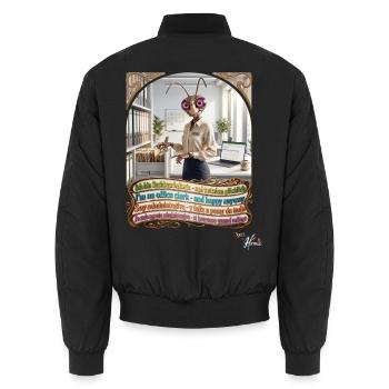 Heuschrecke JOGUE Sachbearbeiterin Büro Pop Art - Unisex Bomberjacke - Schwarz - Hinten - AI Model Male 185 light (185cm)