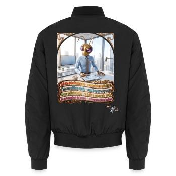 Heuschrecke JOGUE Bürokaufmann Kaufmann Pop Art - Unisex Bomberjacke - Schwarz - Hinten - AI Model Male 185 light (185cm)