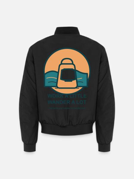 Weniger Arbeit, Mehr Reisen - Unisex Bomberjacke - Schwarz