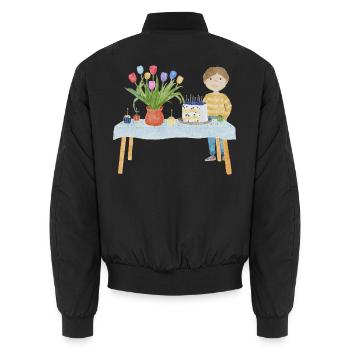 Geburtstagstisch - Unisex Bomberjacke - Schwarz - Hinten - AI Model Male 185 light (185cm)