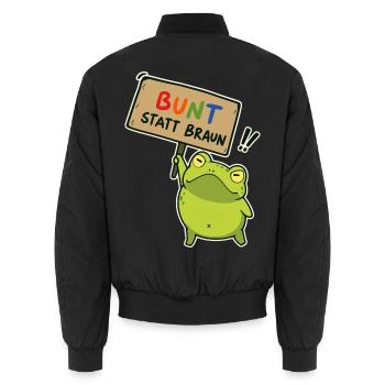 Bunter Demo-Frosch - Unisex Bomberjacke - Schwarz - Hinten - AI Model Male 185 light (185cm)
